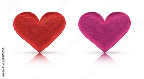 Fabric red and pink heart with clipping path