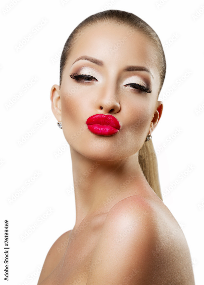 Portrait of beautiful woman, she is sending kiss Portrait of beautiful woman, she is sending kiss