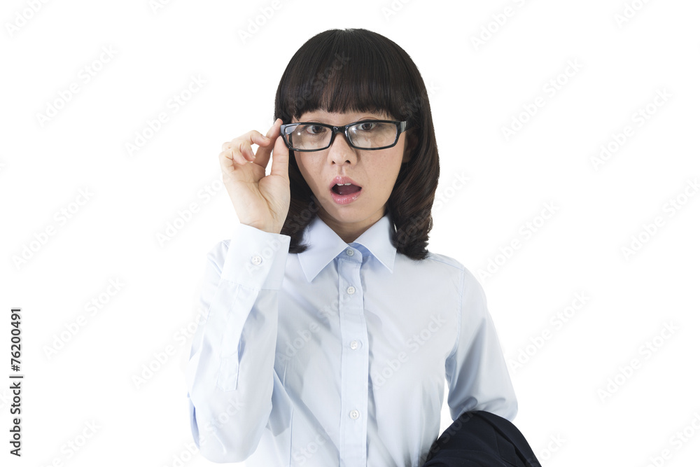 頭上コピースペース 白バックのOL