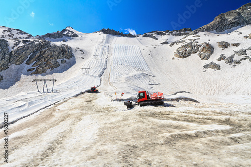 Presena glacier with geotextile fabrics on summer