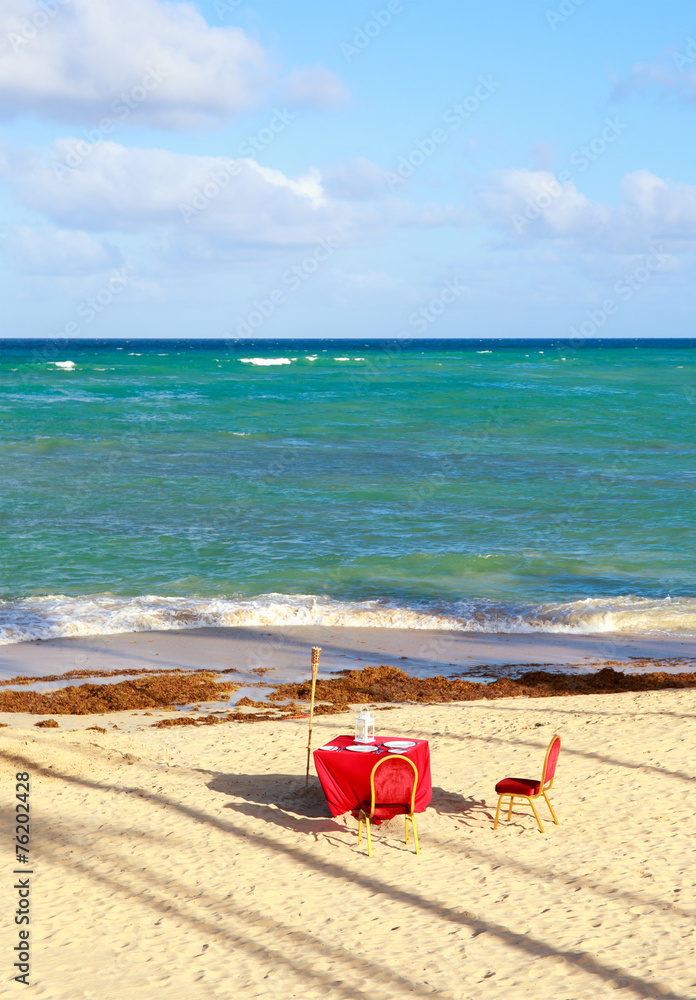 Dinner table on the beach