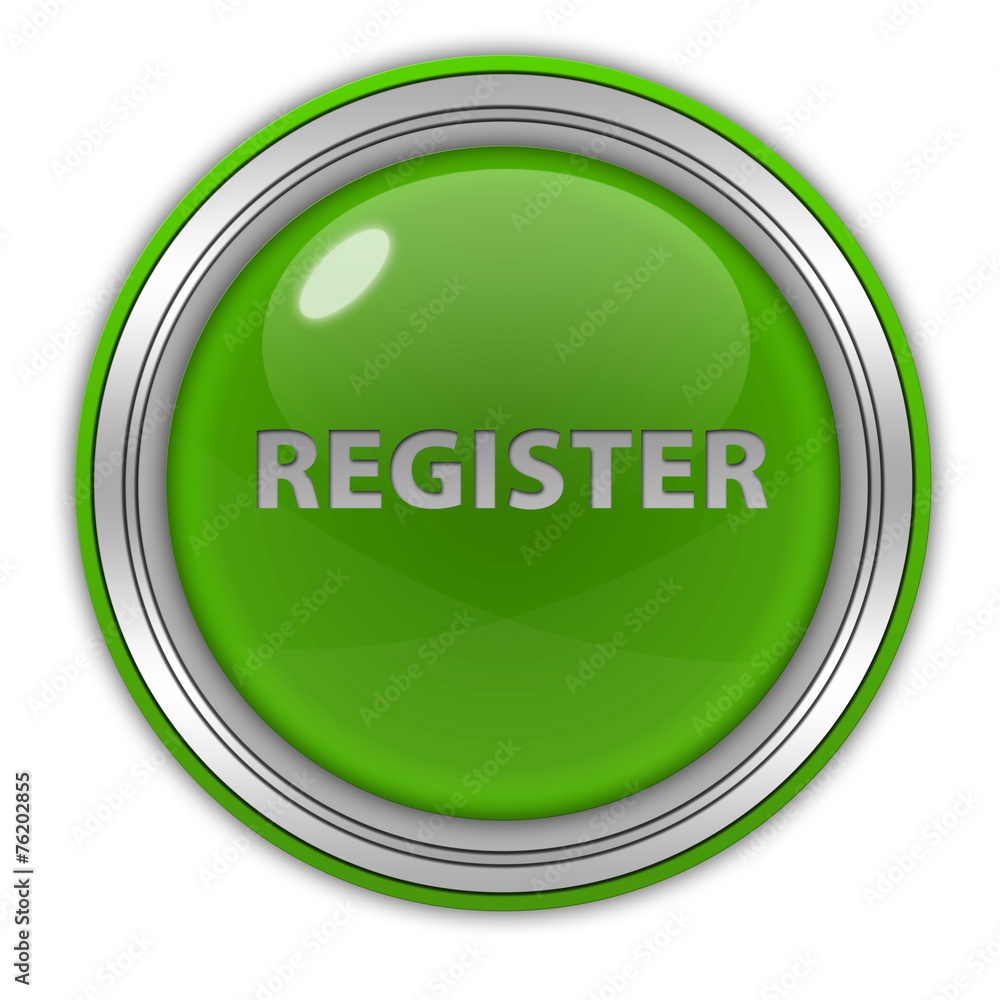 register circular button on white background register circular button on white background