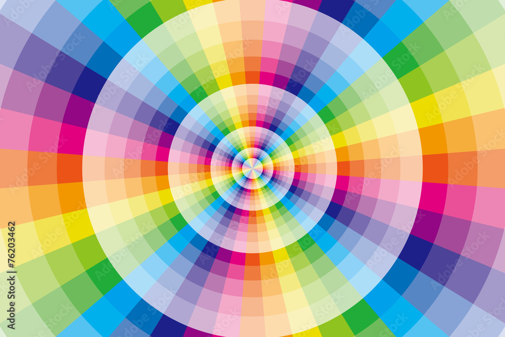 Obraz premium #Background #wallpaper #Vector #Illustration #design #free #free_size #charge_free #colorful #color rainbow,show business,entertainment 背景,素材,壁紙,虹,虹色,レインボー,七色,放射状,カラフル,放射,円,輪,丸,ワープ,空間,異次元,四次元,異空間,亜空間