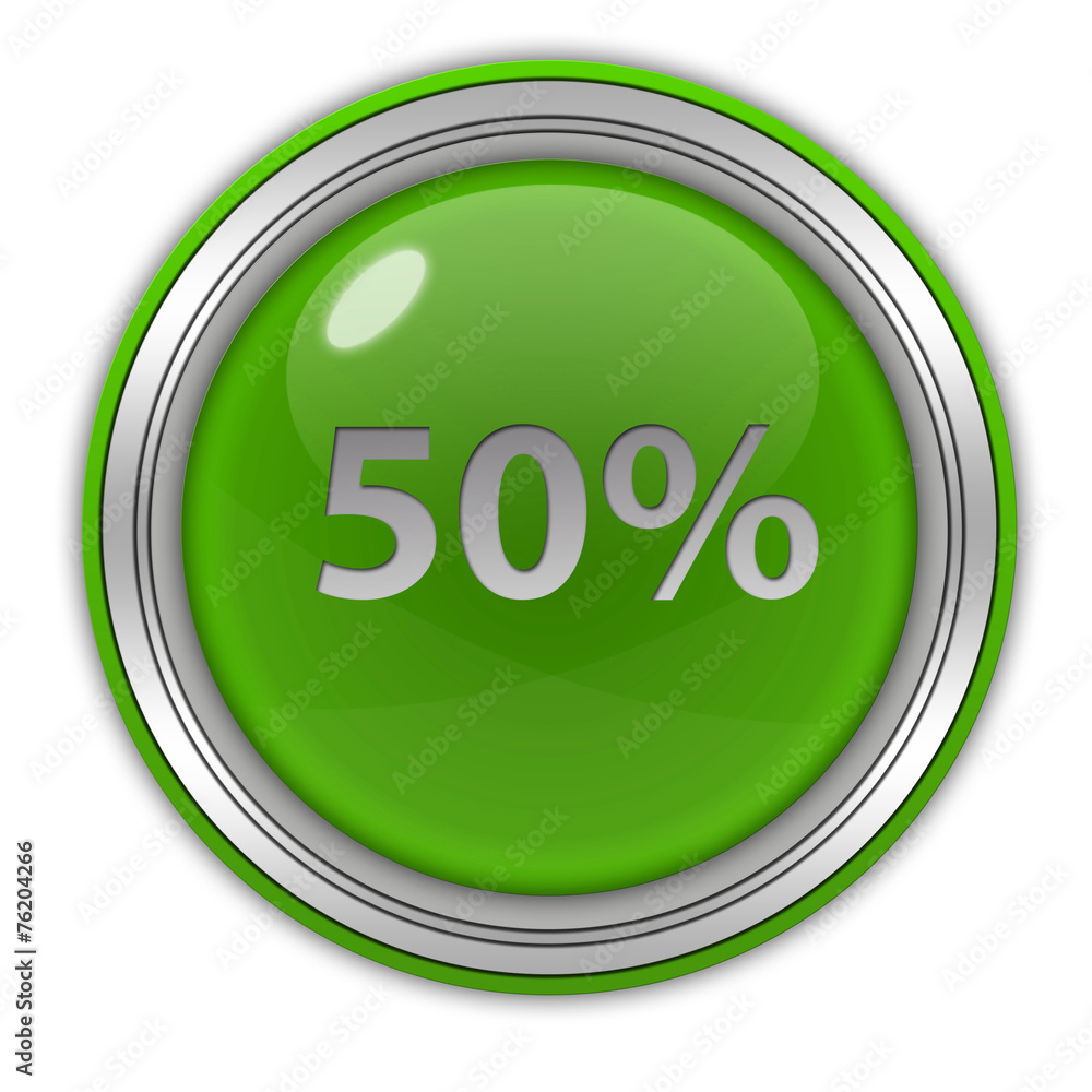 Fivety percent circular icon on white background Fivety percent circular icon on white background
