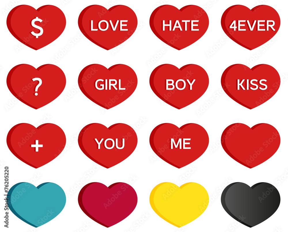 Collection of 16 heart icons Collection of 16 heart icons
