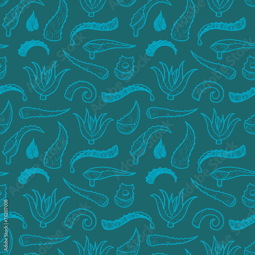 Seamless background with aloe vera leaves.