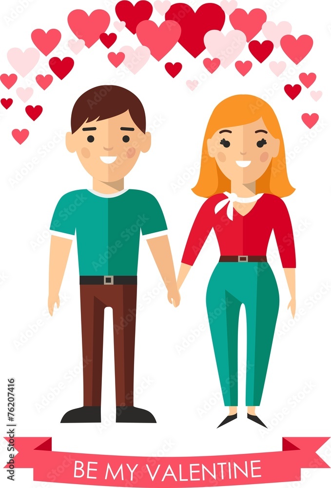 Obraz premium Vector illustration of a romantic people in love.