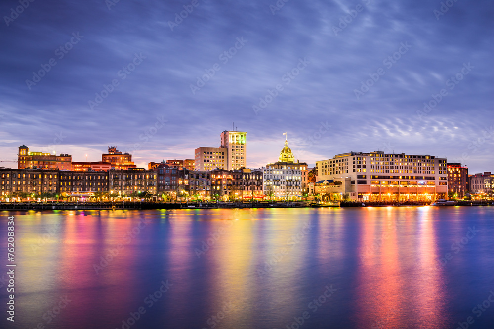 Savannah, Georgia, USA Riverfront Skyline