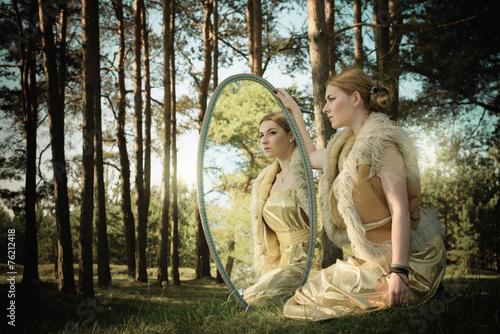 concept wonderful fairy tale with beautiful girl in country of m