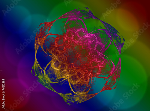 Shiny colorful fractal mandala  digital artwork