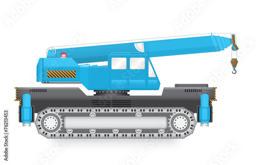 Mobile crane vector design. Industrial machine equipment or vehicle with hoist, hook, rope and hydraulic telescopic boom for service, erection and lifting heavy load in building construction site.