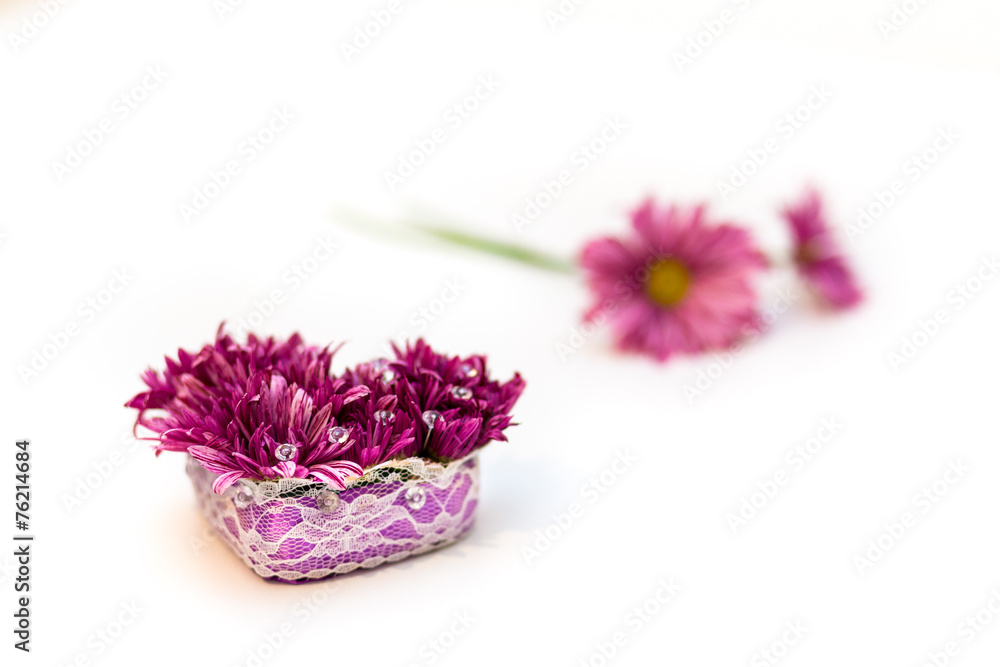 flowers arrangement with crystals isolated