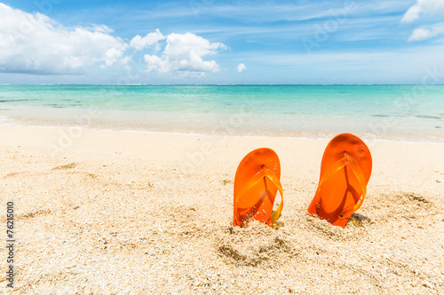 Cuadro en lienzo flip-flops at the beach
