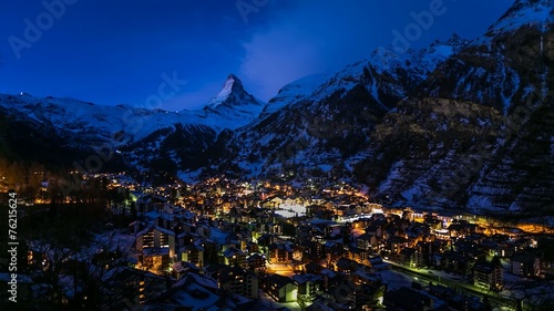 Zermatt Ski Resort and Matternhorn Peak in the Morning