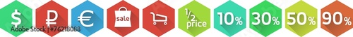Flat design vintage icons for sale, business and finance