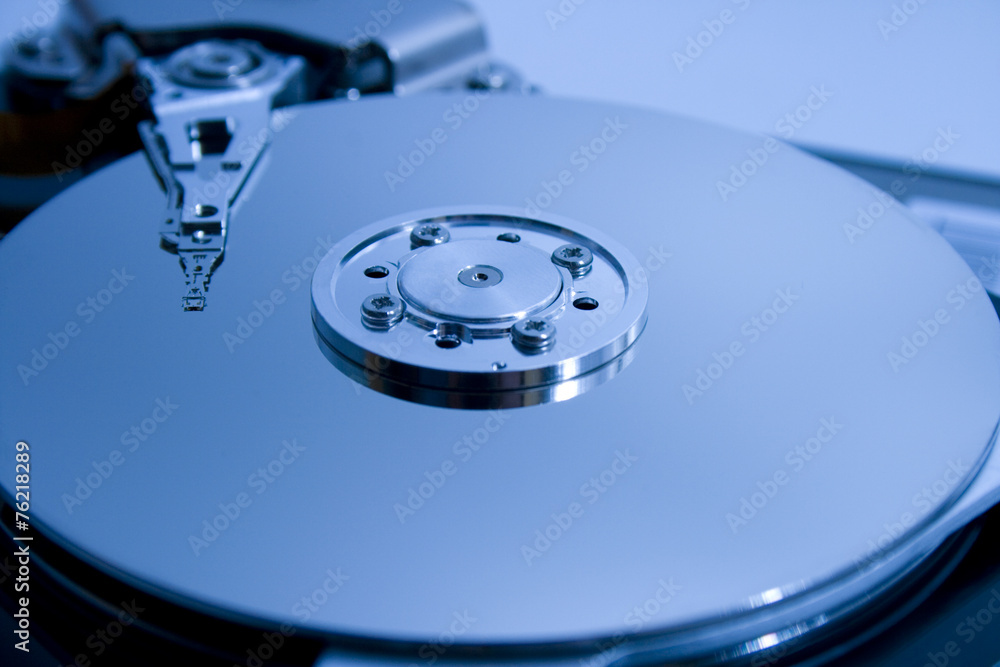 Close up of modern opened hard disk drive Close up of modern opened hard disk drive