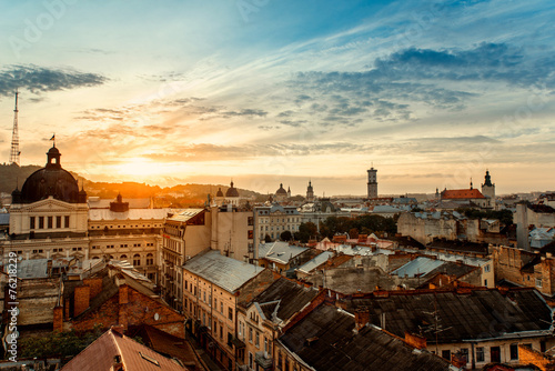 Lviv city sunrise