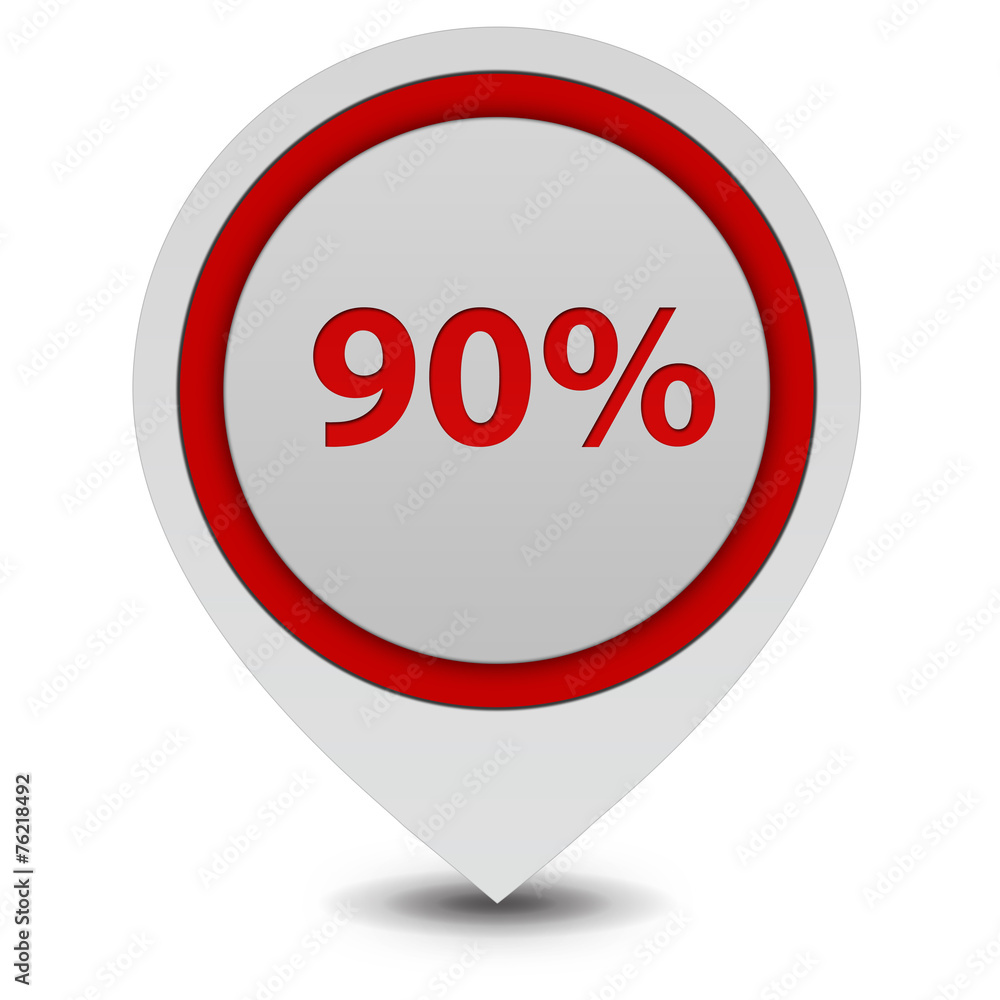 Ninety percent pointer icon on white background Ninety percent pointer icon on white background