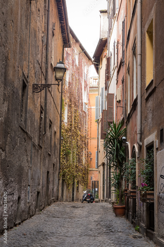 street in medieval part of Rome, Italy
