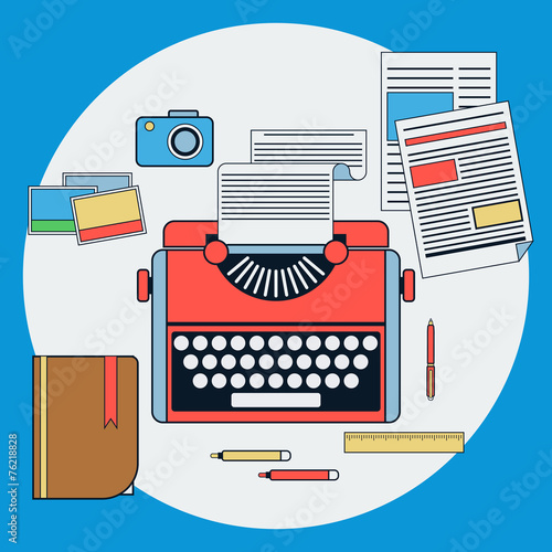 Workplace with retro typewriter