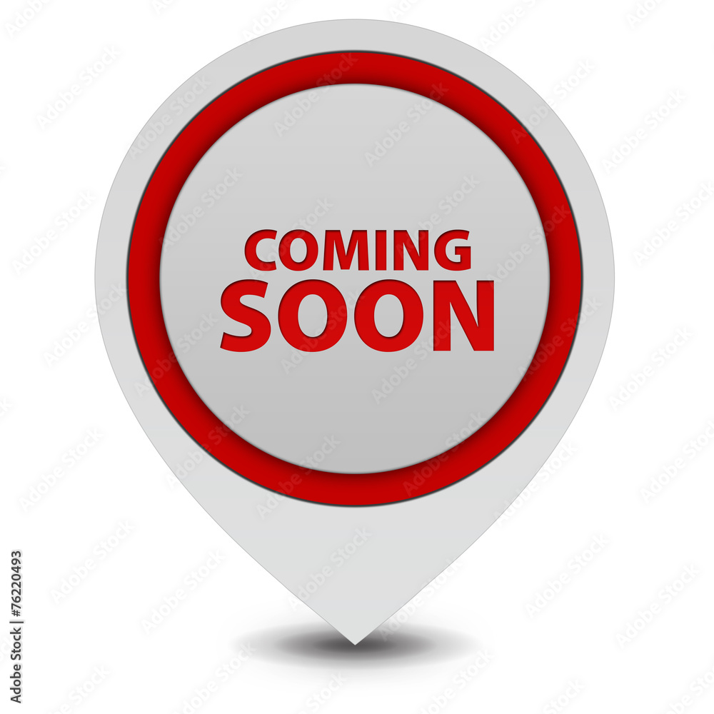 Coming soon pointer icon on white background Coming soon pointer icon on white background