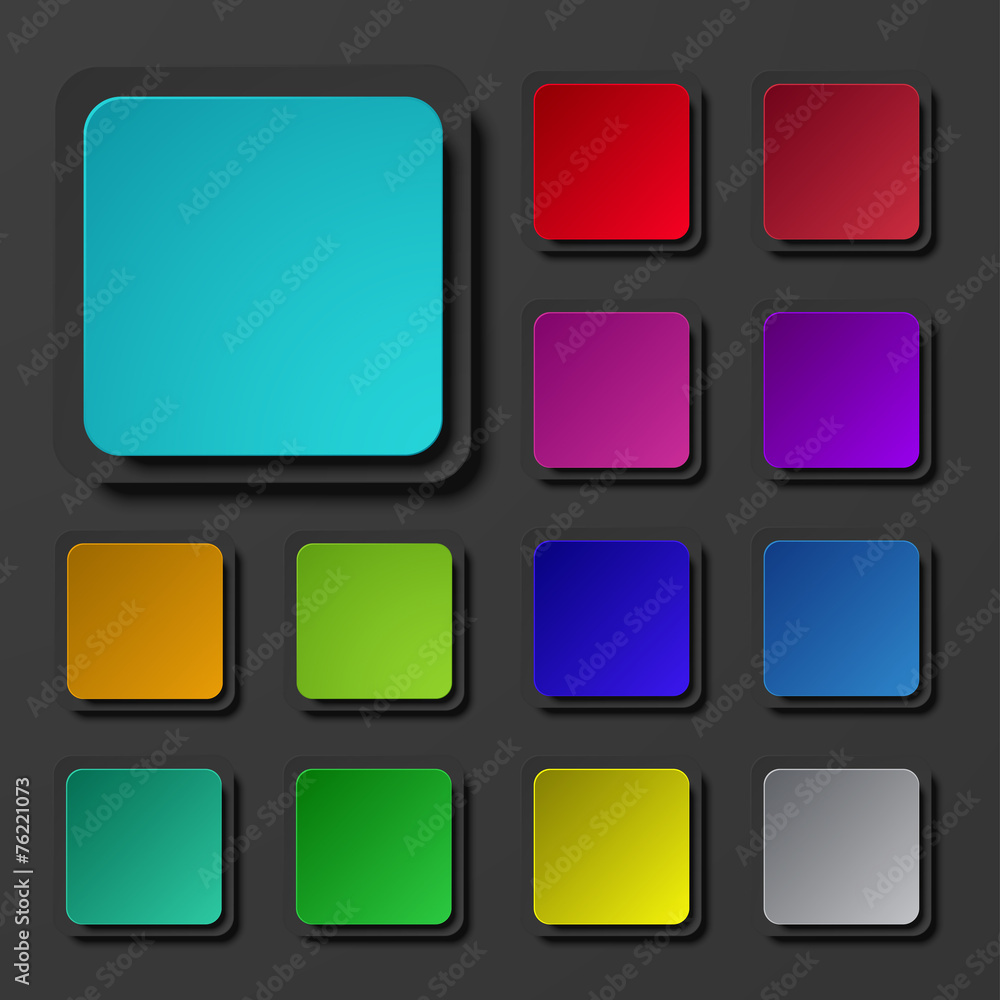 Vector modern colorful square icons set