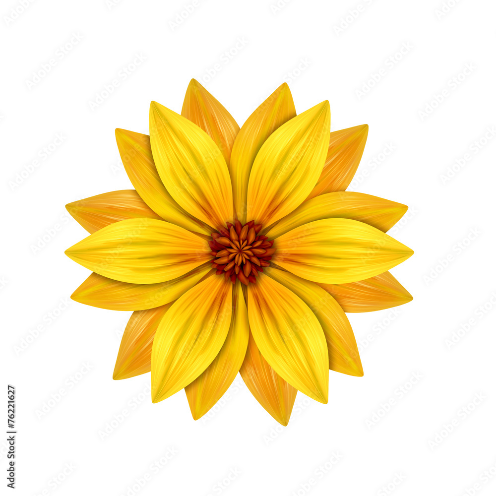 Obraz premium abstract yellow flower illustration isolated on white