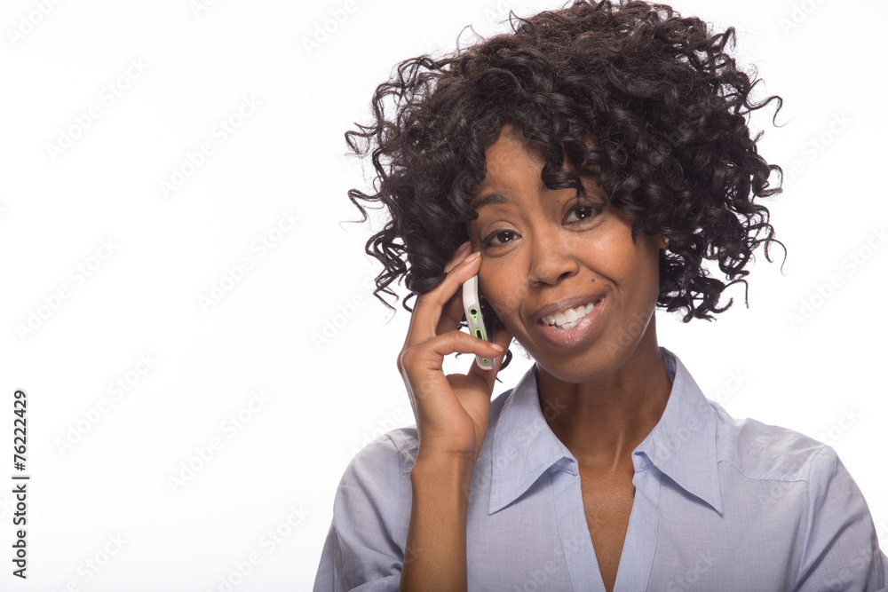 Young African American black woman talking on cellphone Young African American black woman talking on cellphone
