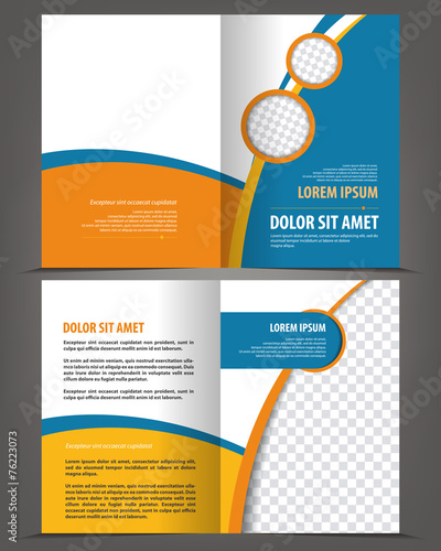 Vector empty bifold brochure print template blue design