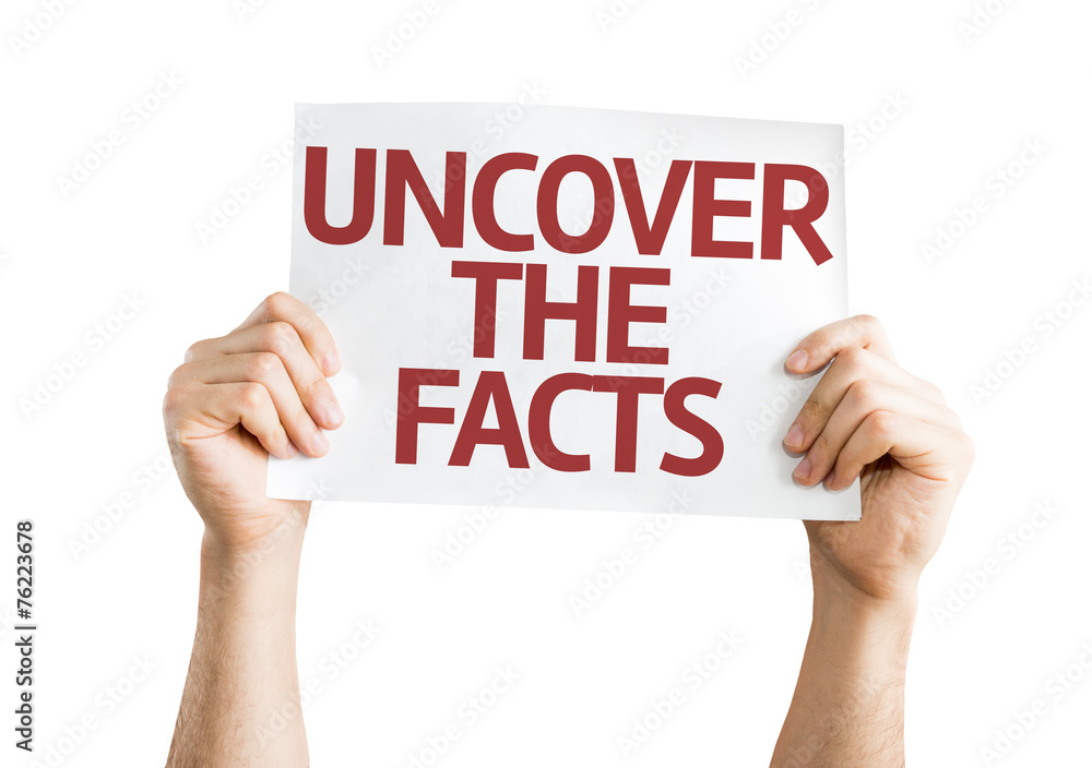 Uncover the Facts card isolated on white background Uncover the Facts card isolated on white background
