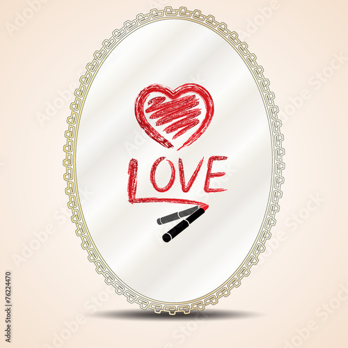 Inscription lipstick on mirror