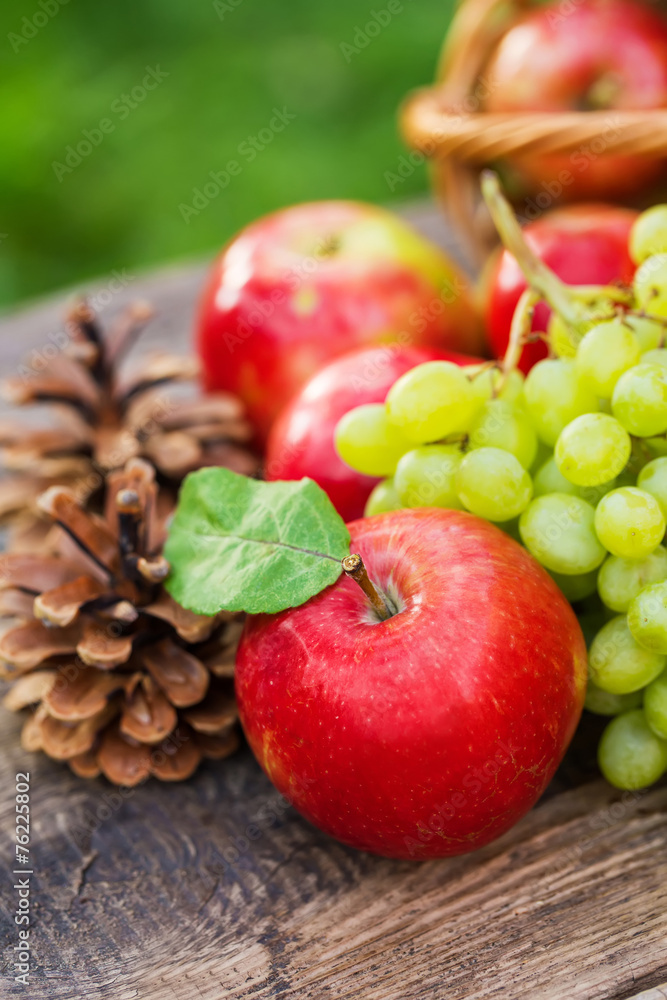 Autumn nature concept. Fall fruit and vegetables on wood. Autumn nature concept. Fall fruit and vegetables on wood.
