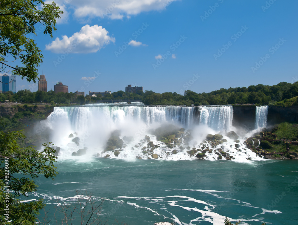 Niagara falls summer morning view of the us side Niagara falls summer morning view of the us side