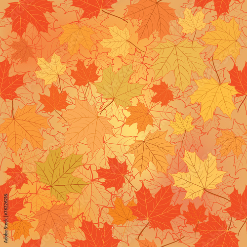 Autumn maple leaves seamless pattern. Fall background