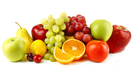 Ripe fruits isolated on white background