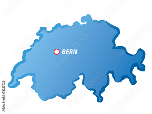 Vector drawing map of Switzerland and Bern photo