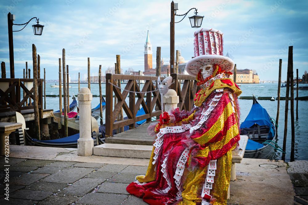 Cards carnival mask in Venice - Venetian Costume