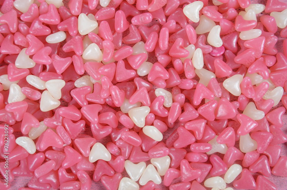 Pink and white heart shape Valentine jelly candy 