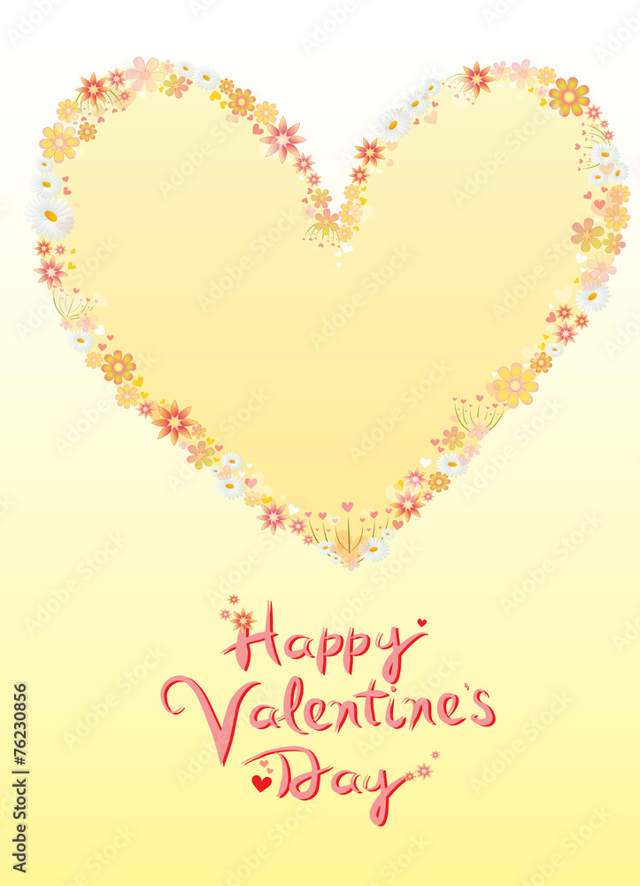 Valentine card theme with heart and flowers Valentine card theme with heart and flowers
