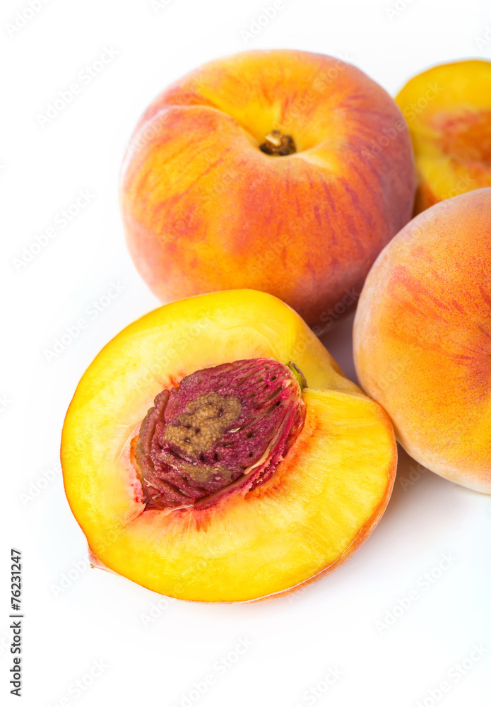 fresh peaches on white background fresh peaches on white background