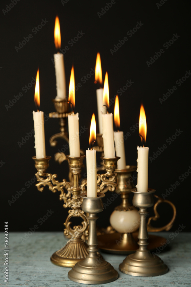 Retro candlesticks with candles Retro candlesticks with candles