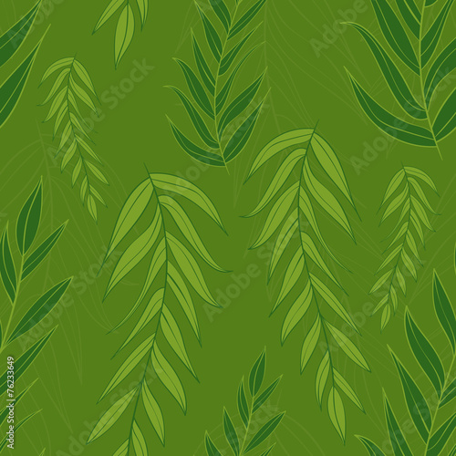 Green leaves pattern. Seamless vector texture.
