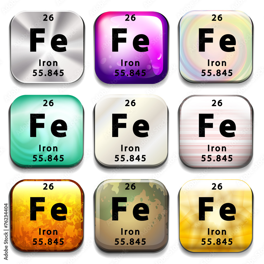 A periodic table button showing Iron A periodic table button showing Iron