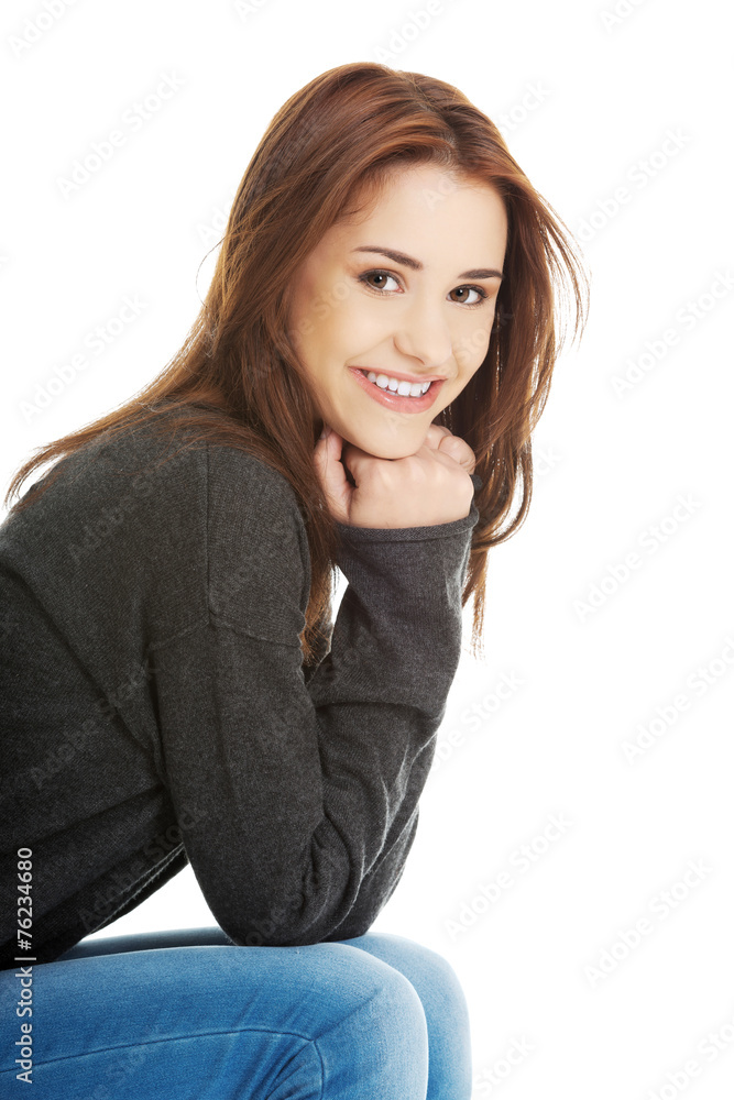 Young casual woman style. Studio portrait Young casual woman style. Studio portrait