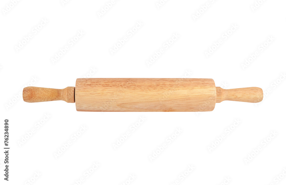 Wooden rolling pin, isolated on white background Wooden rolling pin, isolated on white background
