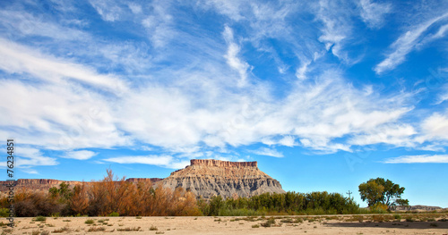Desert panorama  landscape, red  Mesa hills in Utah
