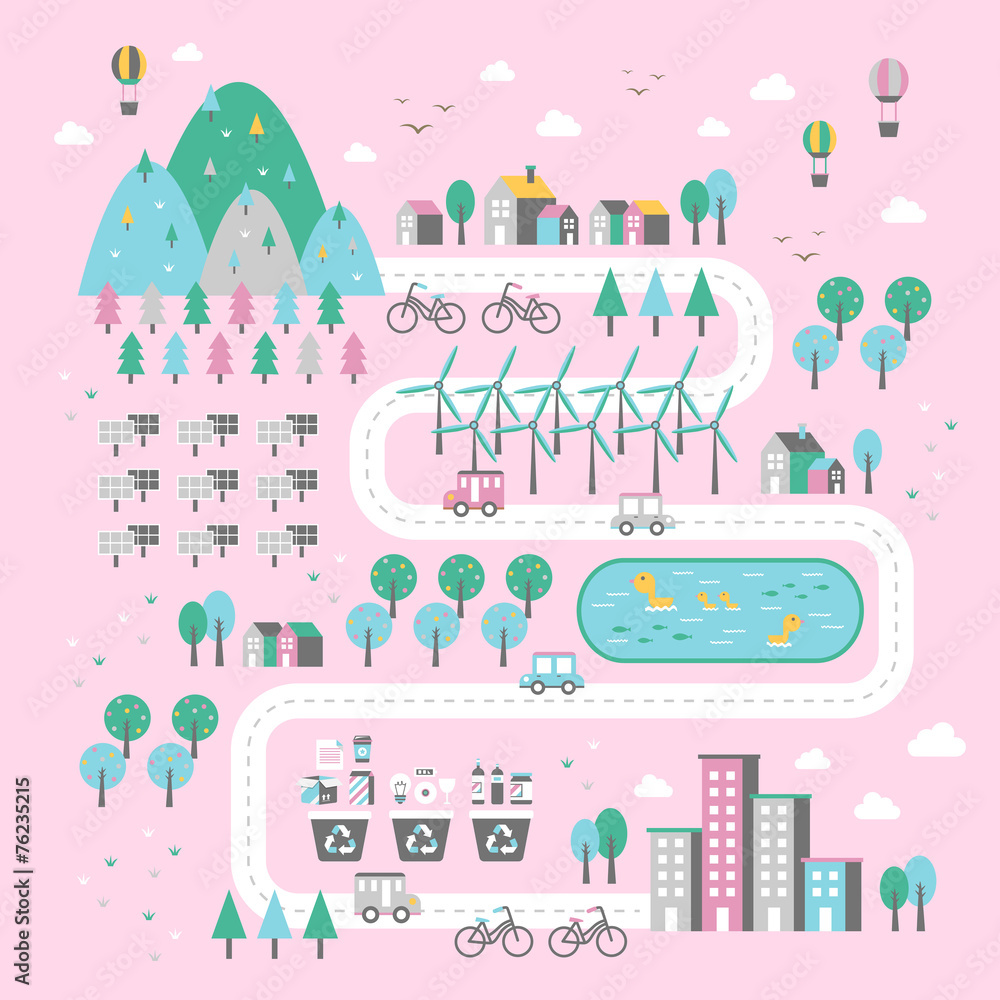 ecology illustration infographic in flat design ecology illustration infographic in flat design