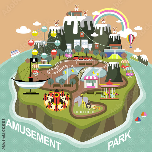 amusement park in flat design