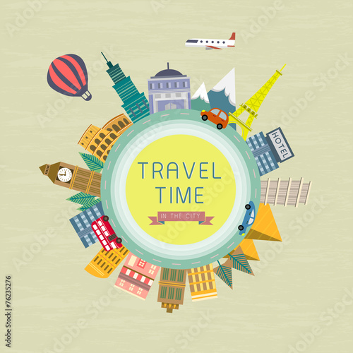 travel time concept in flat design