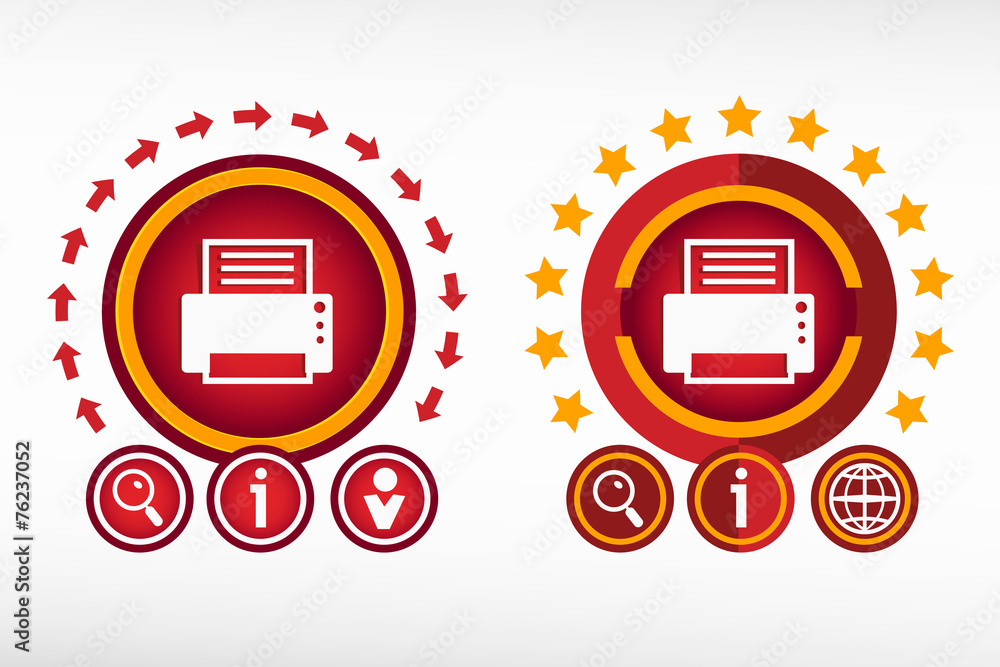 printer-icon-on-creative-background-red-design-concept-for-bann-stock